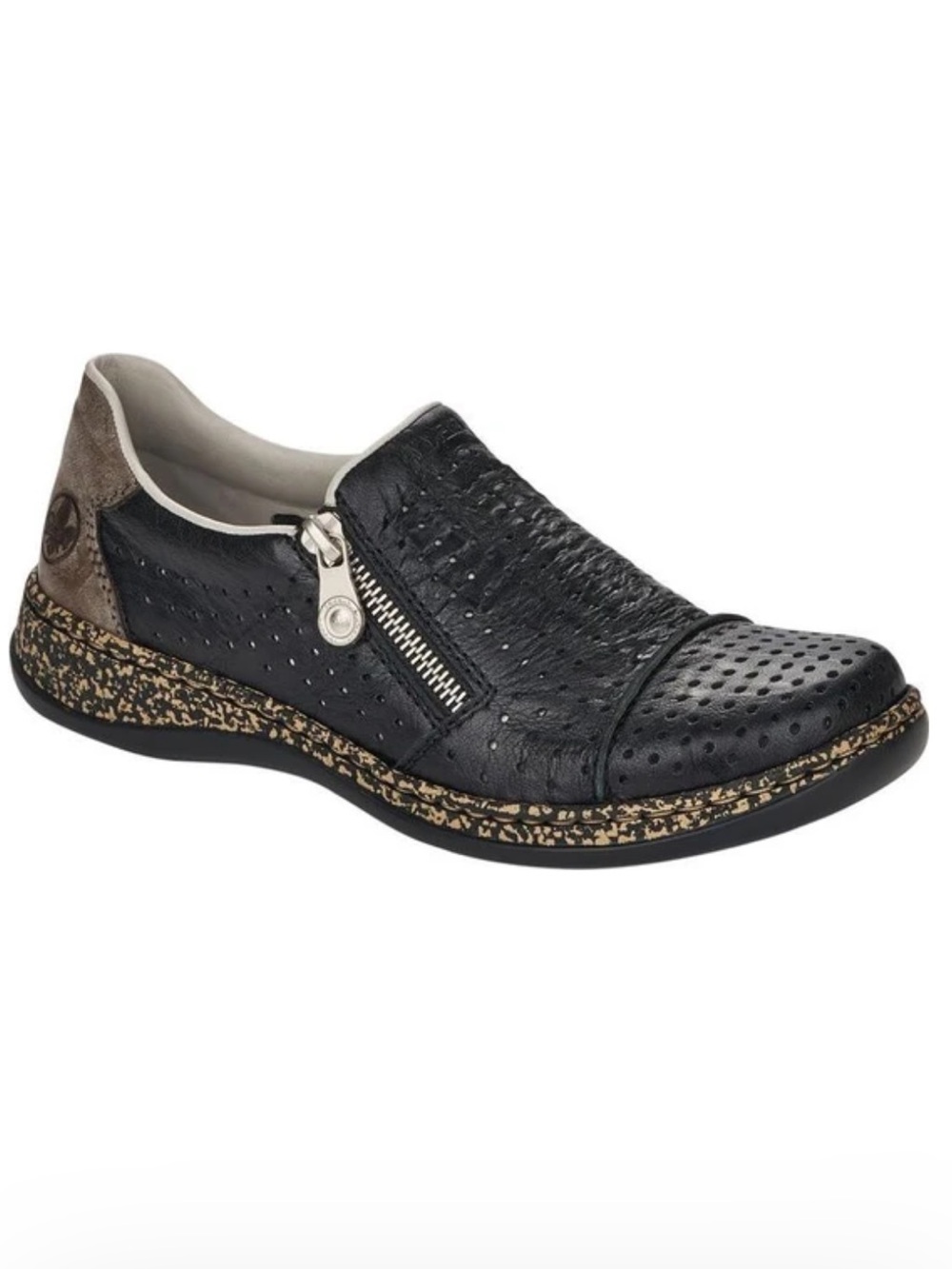 Rieker Antistress Black Perforated Side Zip Comfort Casual shoes, size 36